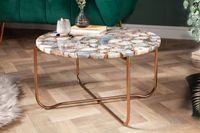 Ronde salontafel NOBLE 65cm edelsteen agaat afneembaar tafelblad gouden metalen frame - 40364 - thumbnail