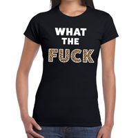 What the Fuck tijger print tekst t-shirt zwart dames - thumbnail