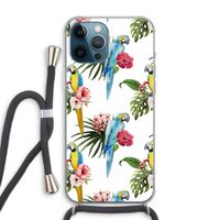 Kleurrijke papegaaien: iPhone 12 Pro Max Transparant Hoesje met koord