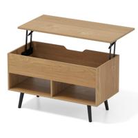Verstelbare Salontafel met Opklapbaar Tafelblad en 2 Open Planken Salontafel Natuur Verstelbare Salontafel met Opklapbaar Tafelblad en 2 Open Planken Salontafel Natuur