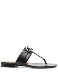Ferragamo sandales en cuir à plaque logo - Noir