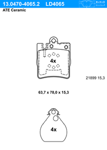 Remblokkenset, schijfrem ATE Ceramic ATE, u.a. fÃ¼r Mercedes-Benz