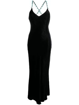 Roberto Cavalli robe en velours à ornements de perles - Noir