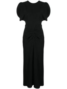 Victoria Beckham robe mi-longue à taille froncée - Noir