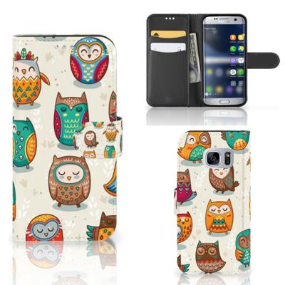 Samsung Galaxy S7 | Telefoonhoesje | Met pasjeshouder | Vrolijke Uilen
