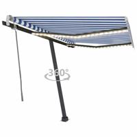 Luifel handmatig uittrekbaar met LED 350x250 cm blauw en wit