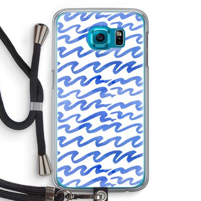 Blauwe golven: Samsung Galaxy S6 Transparant Hoesje met koord