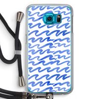 Blauwe golven: Samsung Galaxy S6 Transparant Hoesje met koord