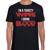Thirsty vampire halloween verkleed t-shirt vampier zwart voor heren - thumbnail