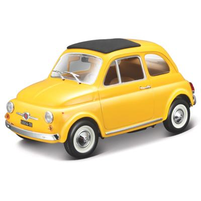 Modelauto Fiat 500 F - 1965 - geel - schaal 1:24 - speelgoedauto