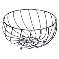 Fruitschaal - zwart - metaal - 28 x 14 cm - rond - fruitmand