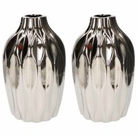 2x Keramieken vaas/vazen Junas zilver 15 x 25 cm