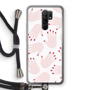 Hands pink: Xiaomi Redmi 9 Transparant Hoesje met koord
