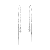 Karma Pull Through Doortrek Oorbellen Triple Diamond Zilver