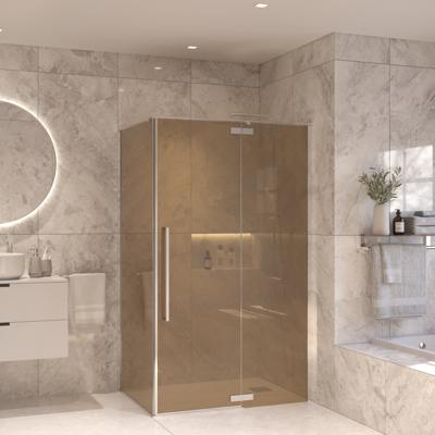 Douchecabine Sanivo Vigo Met Vast Paneel Champagne Glas Met Montagesets Chroom