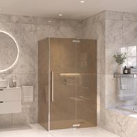 Douchecabine Sanivo Tira Met Vast Paneel Champagne Glas Met Montagesets Chroom