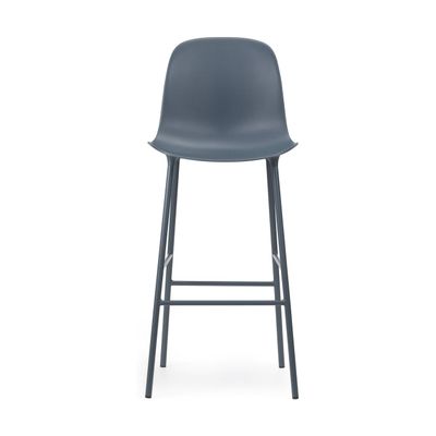 Normann Copenhagen Form barkruk H65 hoge rug Blue vierpoot staal