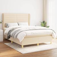 Boxspring met matras stof crèmekleurig 140x190 cm