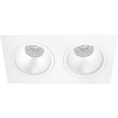 Spot Armatuur GU10 - Pragmi Shift Pro - GU10 Inbouwspot - Vierkant - 2-lichts - Wit - Aluminium - 210mm