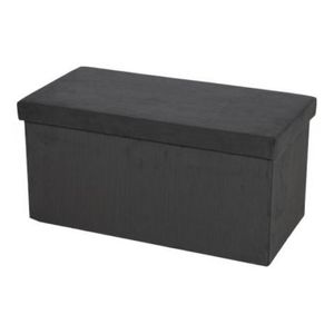 Hocker bank - poef XXL - opbergbox - donkergrijs - polyester/mdf - 76 x 38 x 38 cm - opvouwbaar