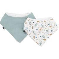 Verpakking van 2 bandana slabbetjes - DOMIVA - TU - Muslin - Celadon bedrukt op het water
