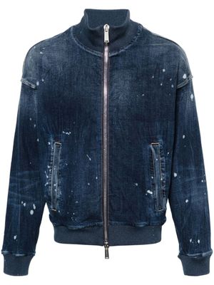 DSQUARED2 veste bomber en jean à logo imprimé - Bleu
