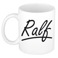 Ralf Naam koffiemok - beker - met sierlijke letters - wit - 300 ml - Cadeau - Heren