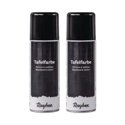 Rayher Krijtbord verf spray - 2x - zwart - 200 ml - schoolbordverf