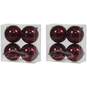 8x Kunststof kerstballen glanzend bordeaux rood 12 cm kerstboom versiering/decoratie - Kerstbal