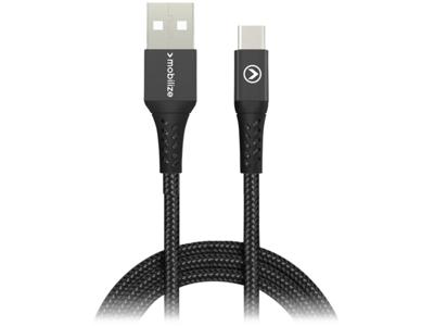 Mobilize Mobilize Strong Nylon Cable USB to USB-C 2m. 15W Black