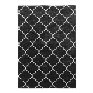 Tapeso Wasbaar vloerkleed - Trellis zwart|wit - 80x150 cm