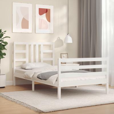Bedframe zonder matras massief grenenhout wit 140x200 cm