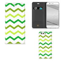 Huawei P10 Plus | Hoesje met Magneet | Zigzag Groen