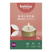 Bolsius Maxi-lichten 10-uur met gouden cup doos 12 Wit
