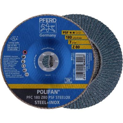 PFERD TOOLS 67768185 PFC 180 Z 80 PSF STEELOX Lamellenschijf Diameter 180 mm Boordiameter 22.23 mm RVS, Staal 10 stuk(s)