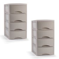 Ladeblokje/bureau organizer - 2x stuks - 4 lades - beige - L18 x B25 x H33 cm - plastic