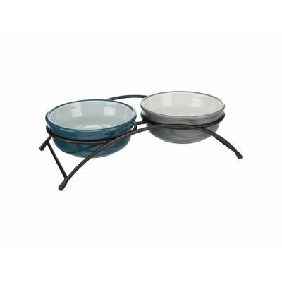 Voerbak voor honden Trixie Blauw Grijs Lichtgrijs Keramisch Ø 13 cm 2 x 250 ml (2 Stuks)
