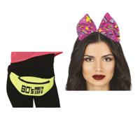 Foute 80s/90s party verkleed set - dames - diadeem en heuptasje - jaren 80/90 verkleed accessoires