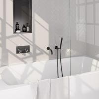 BRAUER Stripe Thermostatische Badkraan - drukknoppen - SET 03 - inbouw - uitloop - staaf handdouche - doucheslang - wandaansluitbocht - gunmetal geborsteld PVD 5-GM-363 BRAUER Stripe Thermostatische Badkraan - drukknoppen - SET 03 - inbouw - uitloop - staaf handdouche - doucheslang - wandaansluitbocht - gunmetal geborsteld PVD 5-GM-363