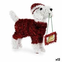 Decoratieve figuren Hond Klatergoud Wit Rood Polypropyleen PET 9 x 23 x 29,5 cm (12 Stuks)