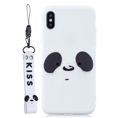 Vloeibare siliconen schokbestendige volledige dekking beschermende shell voor iPhone X/XS (Feather Panda)