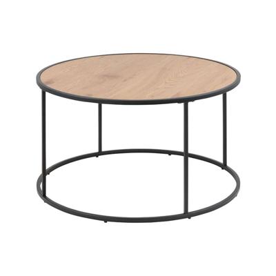 Leen Bakker - Salontafel Jaxx - Naturel/zwart - 45xØ80 Cm - Hout/Metaal - Bruin#Zwart