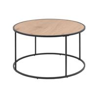 Leen Bakker - Salontafel Jaxx - Naturel/zwart - 45xØ80 Cm - Hout/Metaal - Bruin#Zwart