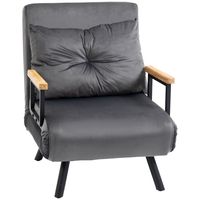 HOMCOM Lounge stoel in Scandinavisch design, ligstoel, leesstoel. Inclusief kussen met knoopsluiting, zwart + natuurlijk
