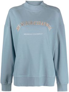 Brunello Cucinelli sweat à détail de logo - Bleu