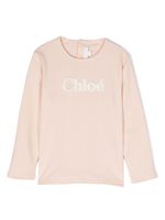 Chloé Kids t-shirt en coton à patch logo - Rose