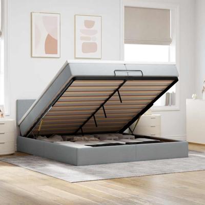 Ottoman bed met matras 200x200 cm stof lichtgrijs