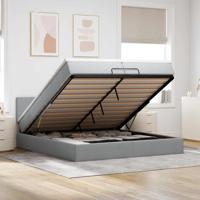 Ottoman bed met matras 200x200 cm stof lichtgrijs