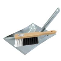 Sorex stoffer en blik set - blik 37 x 24 in zilver - verzinkt metaal - en paardenhaar veger