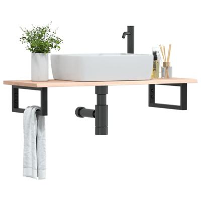 Badkamer wandschap staal en massief eikenhout